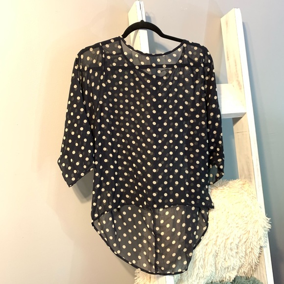 myan Tops - BLUE polka dot blouse NO SIZE TAG